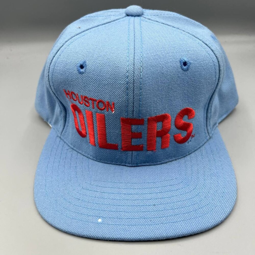 Vintage Houston‎ Oilers Hat Men AJD NFL Snap Back Cap Tennessee Titans Wool New